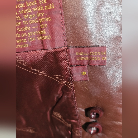 Etienne Aigner Ox Blood Genuine Leather Vintage Jacket Blazer - Picture 4 of 8